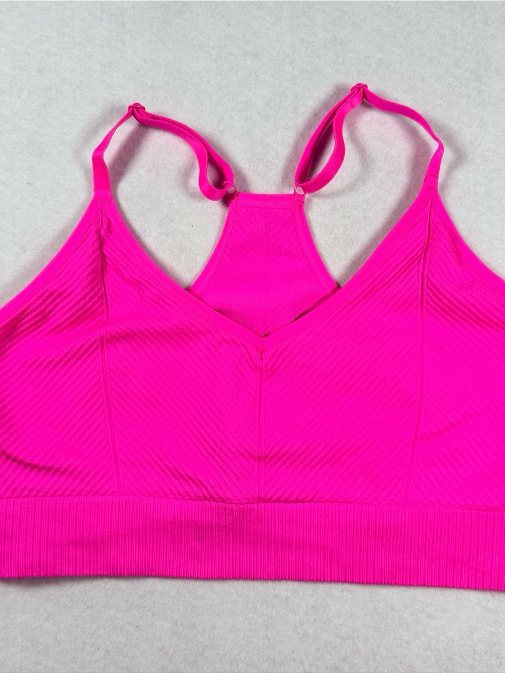 PINK Victoria’s Secret Hot Pink Ribbed Racerback Sports Bra M - Picture 4 of 9